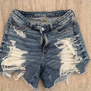 American Eagle Outfitters Ripped Dark Blue Denim Cutoff Shorts
